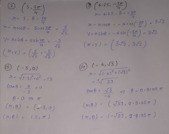 -37 4 r= 6.25, 0-30 4 7 5, 7n 4 M= 5, o = 77 4 - rcoso = 5cos 7n 4 x = rcoso - - 6cos - 6 cos (-31) - 352 nila y=rsino = 3√2