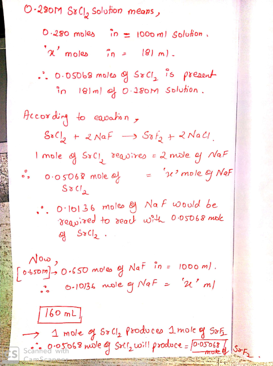 O-280M S&Cl Solution means O 280 moles in1000 m) Soluhion moles ..o.0Sob9 m0/es S C is prenent em o 8OM Soluhion . ecor ding