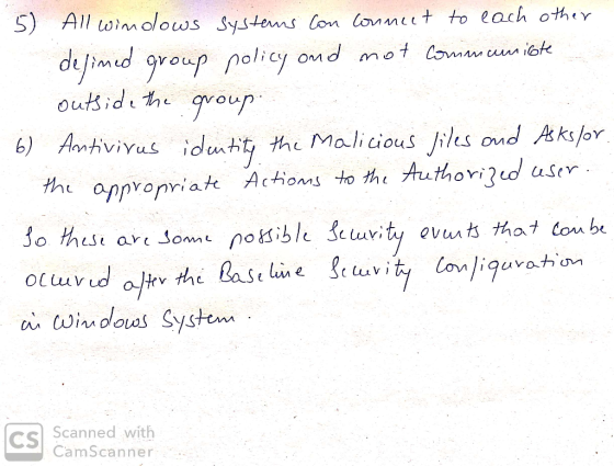 5 All windows systems Con Connect to each other defined group policy and not communiste outside the group 6) Antivirus identi