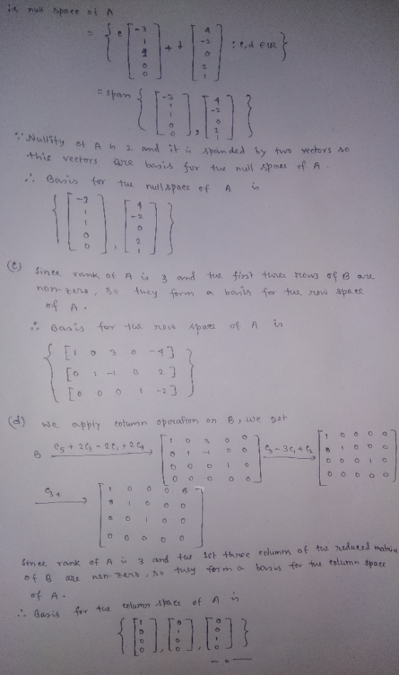 le nult space of a - + 2 id EIRE oo -span f TA Wallity of A in 2 Lo ? I of Ain 2 and it is spanded by two vectors so this v