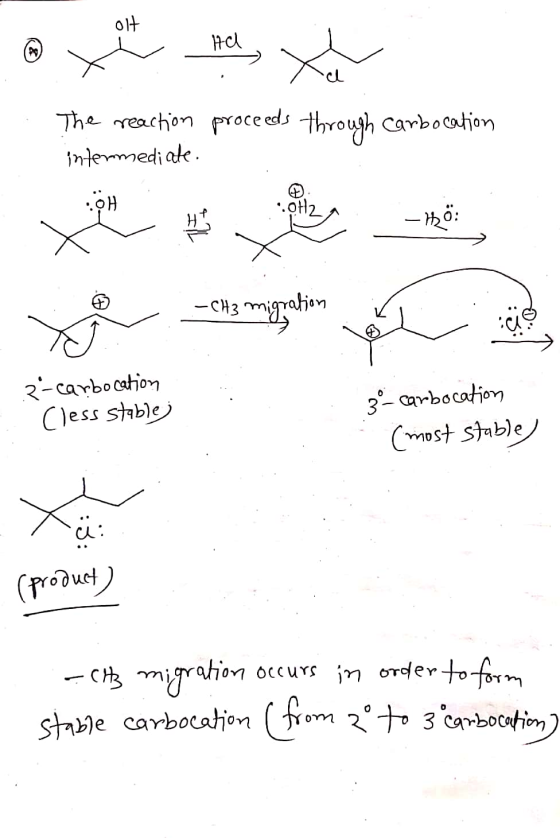 ® I ha . The reaction intermediate proceeds through carbocation you as my tong other related 2-carbocation Cless stable) 3 -
