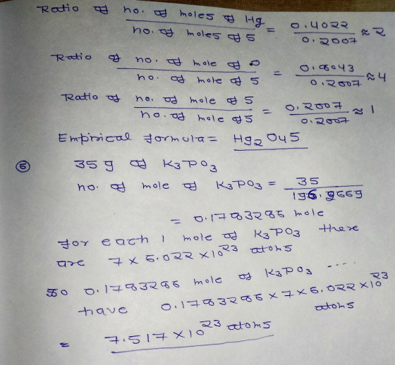 0.2004 Ratio o no. I moles of HG no. of moles of 5 9 = 0.40222 6.4022 0 .2007 Ratio of no. I mole do Oi8o43 nu no. of mole of