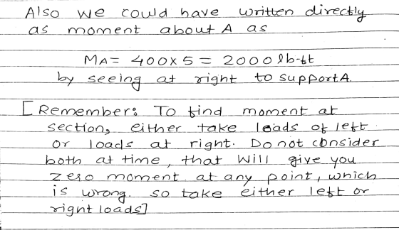 written directly Also we could have as moment about as MA= 400x5 2 20ool bitt by seeing at right to supporta [Remember. To Hi