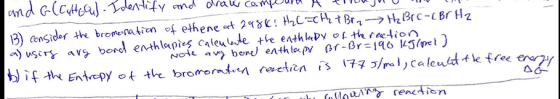 3cnsider te bromenatien ) users avs betcl enthlpis caleu de te esth le Dy L th reeHion bif-k6hcpy-f th bromo rnd.en redan 177