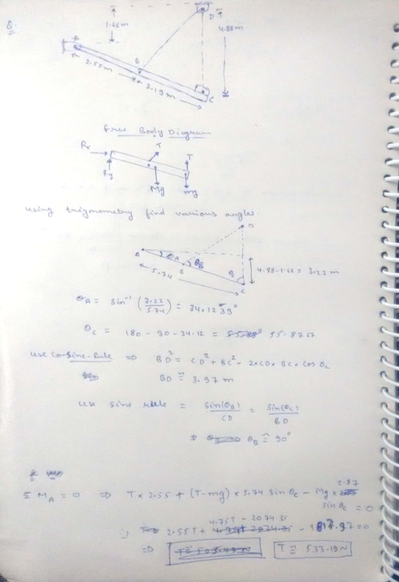 Cos using t-cam Sin. (3.23·): 5구니 *A 34.12.33 4ク use Sine Aule = Sinl@g ) C D 2-3 :D