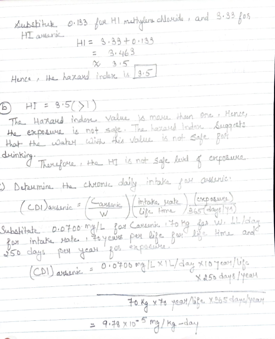 Substitute 0.133 for HI methylene chloride, and 3.33 for HI. america HIE 3:38 +0.133 = 3:463 - Hence, he haxared indere is 13