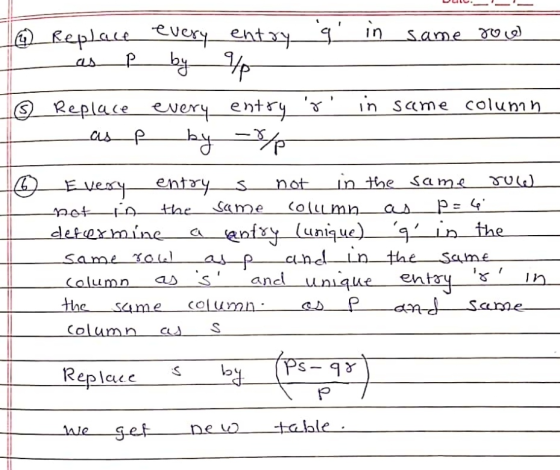 To Replace every entry g in same roo I as p by / 0 Replace every entry & in same column as p by / Every entry s not in the