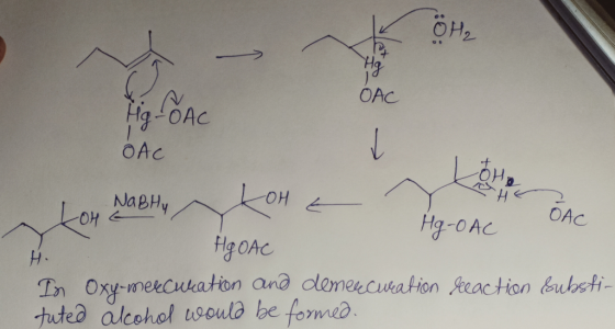 OHL HigOAC I OAC ono он A AC Naphy Hg-OAC AGOAC H. In Oxy-mercuation and denele curation feeaction Substi- tuted alcohol woul