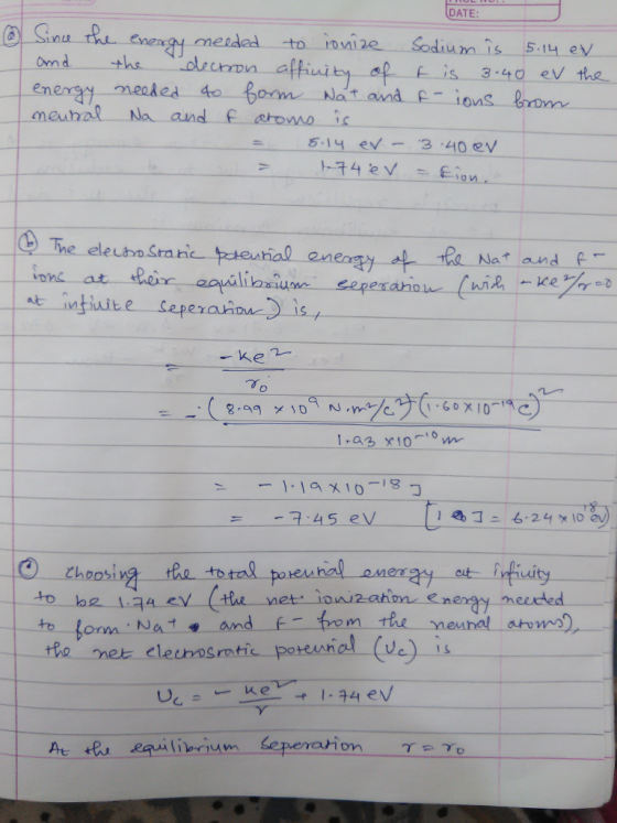 DATE: to- rovn12e-Sodium is. .5.14 eV 5-14 ev-3 40 v innc at he 45 eV choosing the total poreuhal M to Lonm the net cleunosat