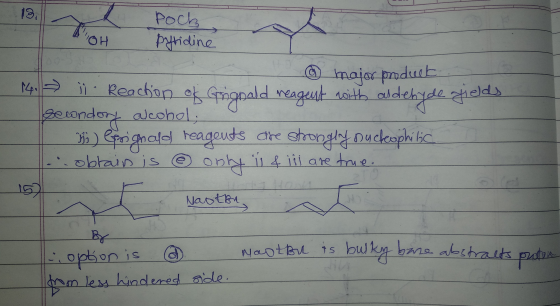 18: TOH . gields A pock OH pyridine @ major product. 4. ii. Reaction of Grignald reagent with aldehyde Beendory alcohol, 1 B)