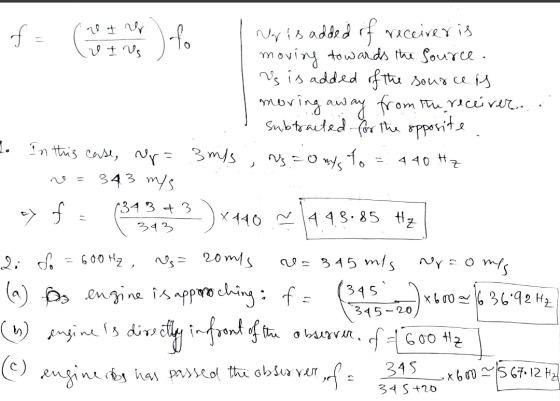 f va V VI Vs fo Ny is added of receiver is moving towards the source. Vs is added of the source is moring away from the recei