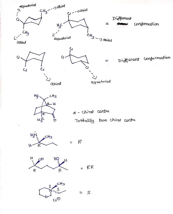quatonal CH₂ --- arial G--->arid Different same HC L = conformation K- equatorial 13-) excial axial - Didferent conformation