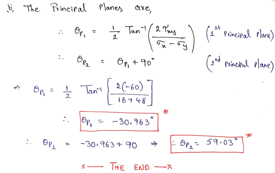 I The Principal Planes are, Tan-1/2 Try (1 Principal plane) Opa Op, + 90° (and principal plane) - Opi info Tant 26-60) 16 + 4
