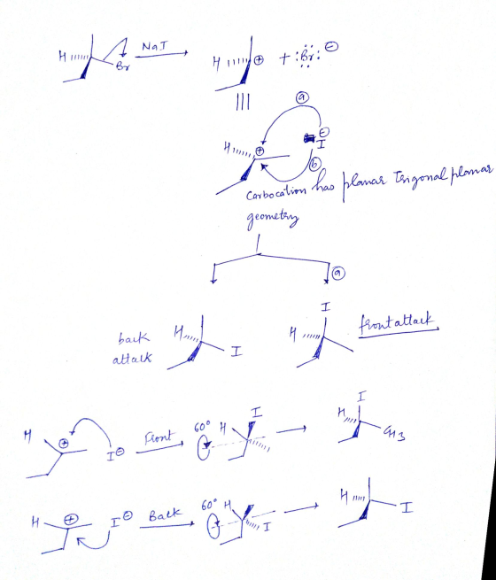 H o e blanar tong Carbocation has planar trigonal plamar geometry outatta back attack 4 6 W3 . Front те 60° HT Rock To Logo