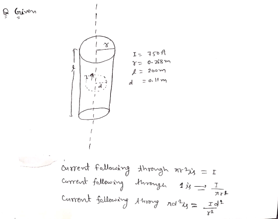 & Given I- 750A 8= 0.268m l= 2oom d = o.llm 711 current following current following current following through this = I throug
