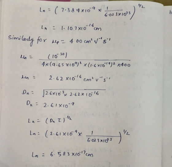 La =(7.38 4x10 a . 6.02 3X10²3 - 1. 10 7x10 16cm Similarly for rep= 400 cm Vs Mo – (1030) 4x(9.65 x109? x (1.6x1079)2 7400 de