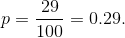 p=\frac{29}{100}=0.29.