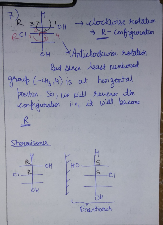 R37204 clockwise rotation R itu R- Configuration OH Anticlockwise rotation But since least numbered group (-CH3,4) is at hori