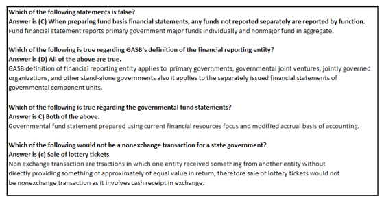 Which of the following statements is false? Answer is (C) When preparing fund basis financial statements, any funds not repor
