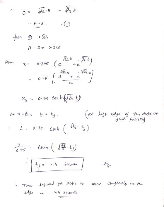 . Os Select - SOLB A = B. G from @ @ A = B = 0. 375 Sot -Okt) Now, x= 0.375 te Fakt VELET % = 0.75 cos holt) At a=t, t fr e