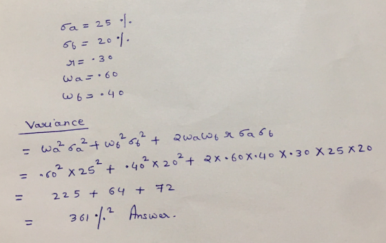 •Г. ба = 25 60 = 2 o •. 1 = • Зо wa - • во обзочо Variance w.- 4 w* * + 2wotos xsa se * x25*+ •40*720*+ 2х - бох:4o X• 30 Х25