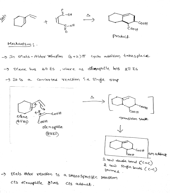 -OH 50): Dr. -Cool -OH Cook product Mechanism: s In Diels-Alder Beaction 4 +2) cyclo addition takesplace Diene has 4T1 és whe