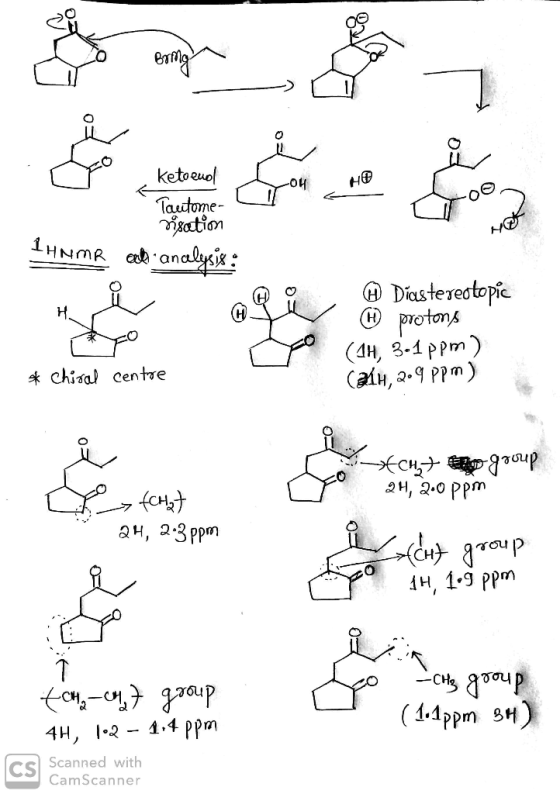Brig Ketoeuol u HÔ Tautome. C visation 1HNMR cal analysis : Qů aty o Diastereotopic W protons (14, 3.1 ppm) (alh, 2.9 ppm) *