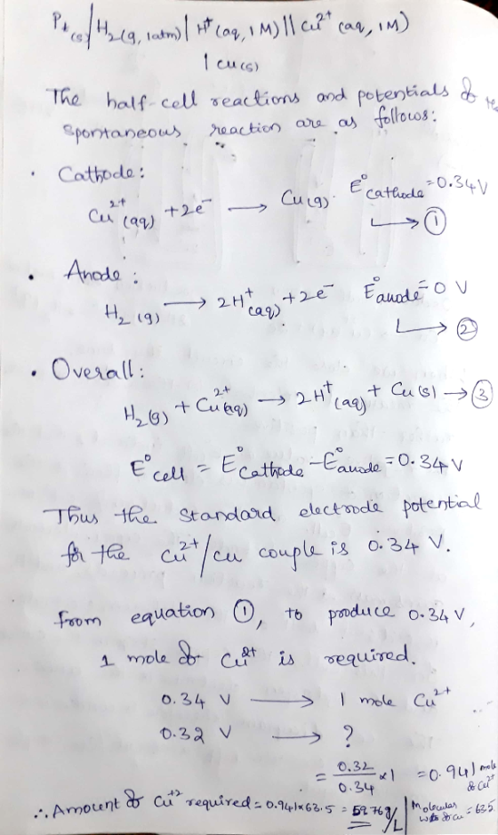 P 18/H219, 1atm) / rit (aq, 1 M) 1 cut caq, IM) 1 cucco The half-cell reactions and potentials of to Spontaneous reaction are