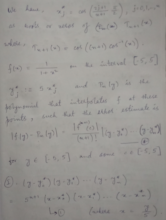 We have x n+ hoots or where, 2), joo, lyg zeros of ( (*) Inti(x) Inti(x) = cos((n + 1) cos(x)). the interval [-5,5 1 It x² an
