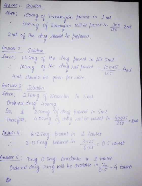 Answer . Solution m I5om of amnnt in Given veSom I5om of Teramycin present in I nut 300mg ol TenaYun hill be present tn 300: