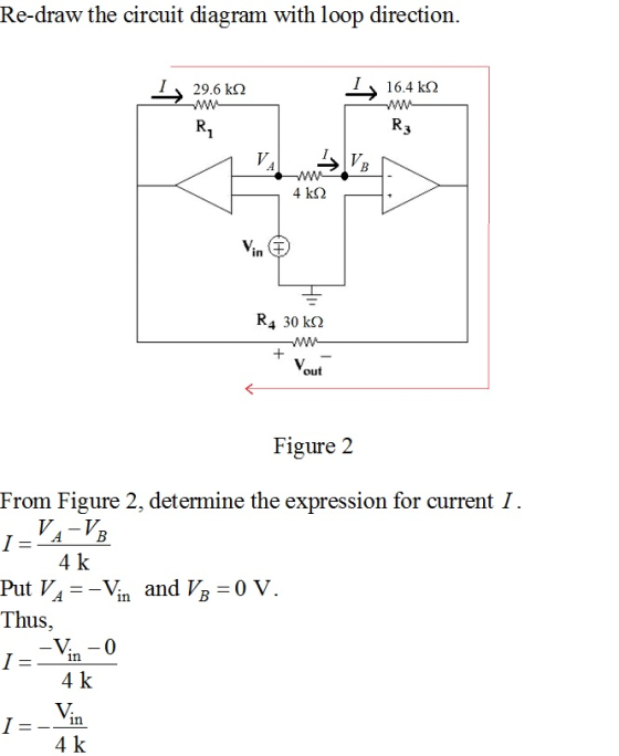 Re-draw the circuit diagram with loop direction. 29.6 kg 16.4k2 R, R3 4 ke2 R4 30k2 Figure 2 From Figure 2, determine the exp