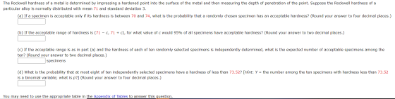 The Rockwell hardness of a metal is determined by impressing a hardened point into the surface of the metal and then measurin