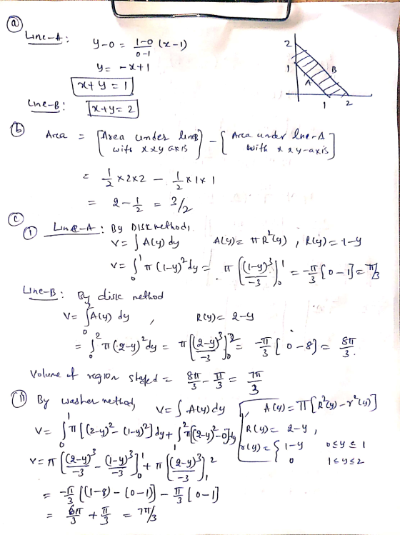 @ Line-t. 4-0 = 1-0 (x-1) 2. yerXt1 nty A - Line-B: 2 Tx+y=2 1 © Area Area under ene-a [Area under lines) with xxy axb [Are w