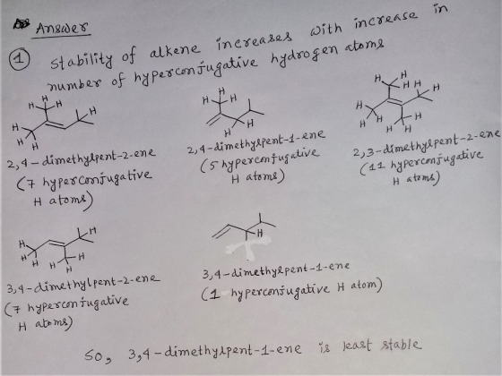 Amedes in stability of alkene inerea 22s with incrRase umber of hyper con fugative hadrogen atoma H. H H H H H H H H H HH HH