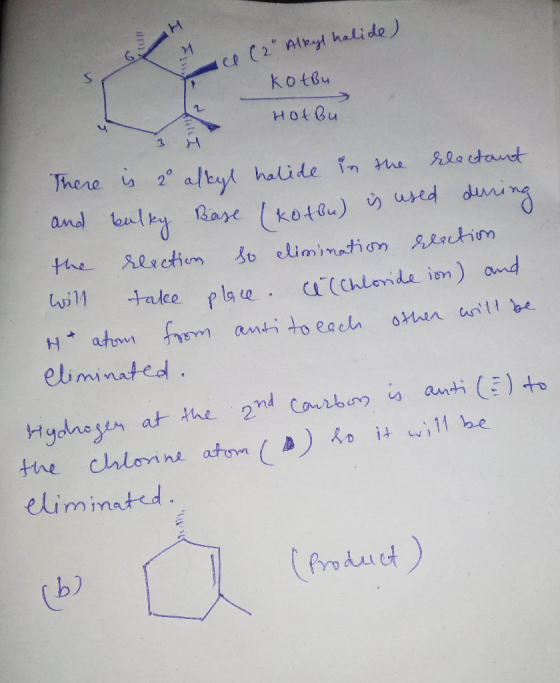 ce (2 Alkyl halide) KotBu Hofbu There is 2 alkyl halide in the reactant and balky Base (kotbu) is is used during the reactio