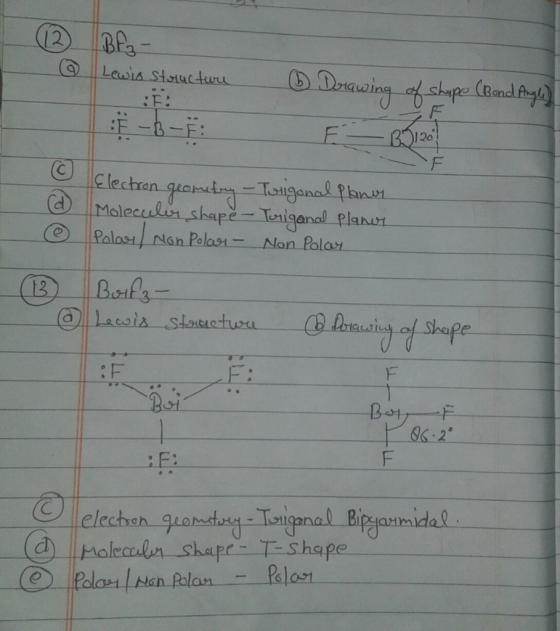 2 @ Bf₃- Lewis structure 6 :F Drawing of shape (Bond Angle) E- 33120 F-B-F: Electron geometry - Trigonal Planer Moleculer sha