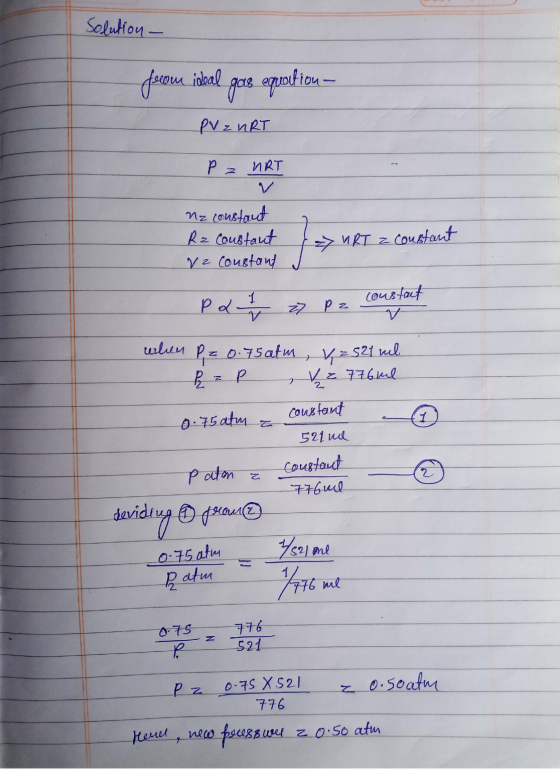 Solution - from ideal gas equation PV z URT P = MRT V Nz constant Ra Constant Ve constant URT z constant & L Pa 1 27 Pz const