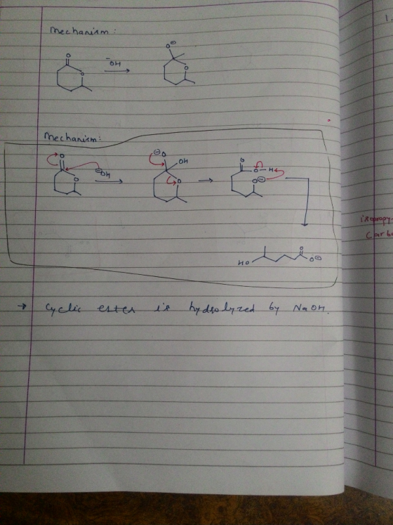 mechanism : OH mechanism COM & propi Carbo - Hot - Cyclic ested is hy deolyzed by Noon