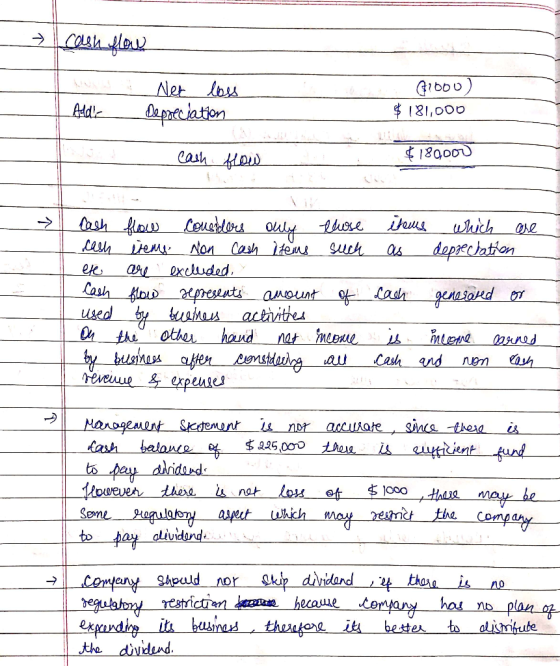 cash flow Na Add- Net loss Depreciation GIO00) $ 181,000 ad cash flow $189000 ! items as which are deprectation cash generat