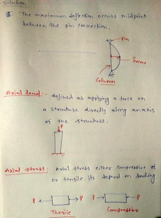 solution 6 The maximum deflection occurs midpoint between the pin connection. -pin Smax 같 Column. defined as applying Axial l