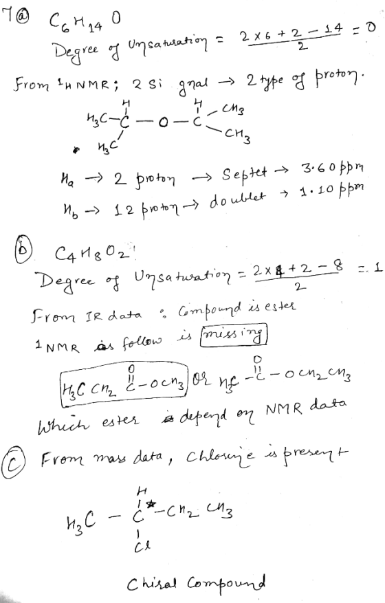 @ Cotago Degree of unsaturation = 2X6 + 2 - 14 = 0 from &H NMR; 2 si gnal → 2 type of proton. HC-Co_h_cha - O C S C -C- CH3