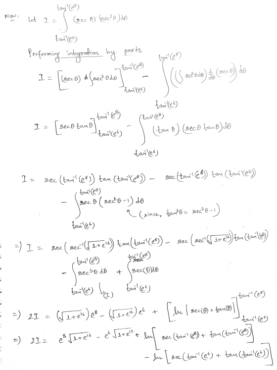 Now! tay (8) gec 8) &sec²o) do Let tance) tant (6) Performing integration by parts, (seco) afsezodo Ttances) I= ((5 etodo ) 3