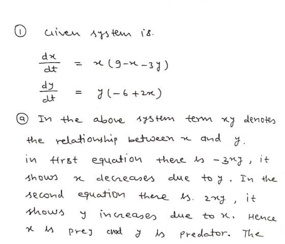 o civen system is. da dt - re (9-1-by) 위분위 dy at = y (-6 tare) a In the above system term ny denotes the relationship between