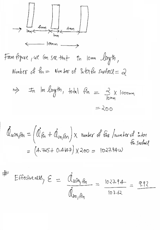 4mm Imm< Amm 7. Imm lomm From figure we (on see that in lonm Number of in = Vum ber of Pm ter fin Surtace = 2 In Im ling th,