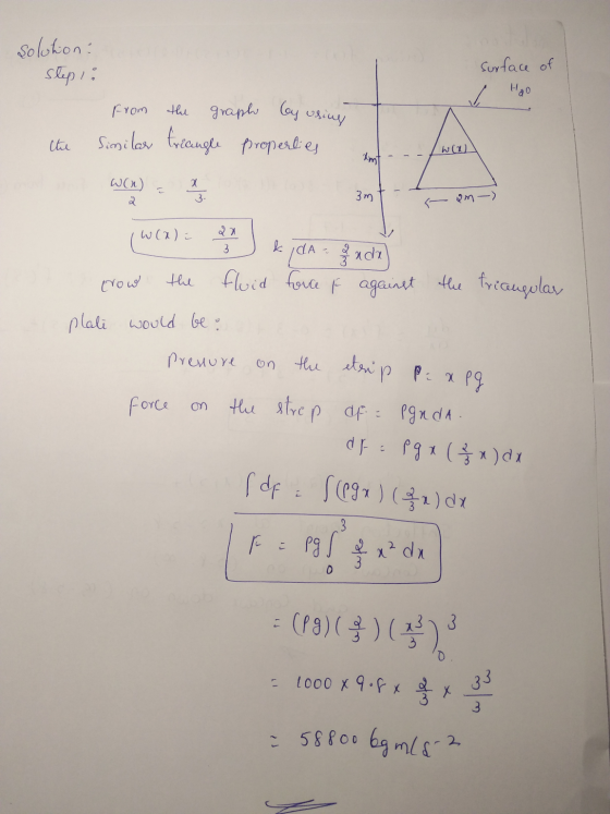 surface of ✓ Hoo from solution: Step 1: the graph lay using Similar treangle properties 2 / 4 the wla Won) 2 = 3m am -) wcali