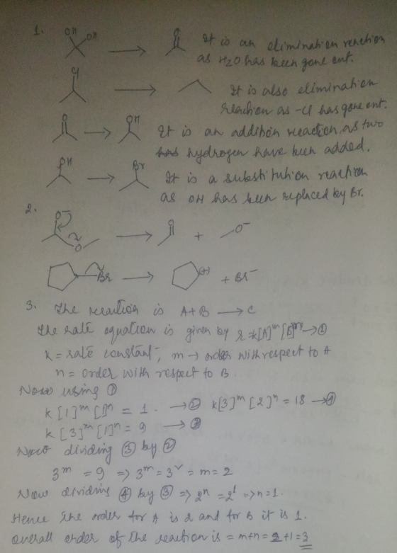 OM is an elimination verchon I of is an dimination reaction as H20 has been gone ant. > It is also elimination reaction as-e