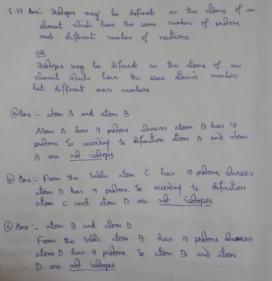 5.77. Anst sotopes may be defined as the atoms of an element which have the same number of protons and different number of ne