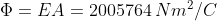 \Phi =EA=2005764\, Nm^{2}/C