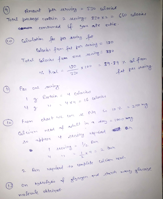 Amaunt per serving = 330 calories Total package contain a serving 330x2 = 660 o tansh consumed if you ate entire. o calculati