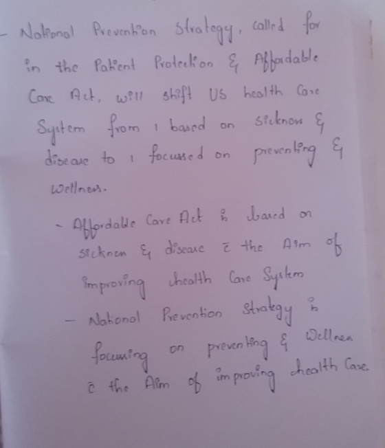 - Naltonal Prevenkon Strategy, called for in the Pakent Proteck on & Affardable Cane Act, w?u sh?ft US health Care steknon &